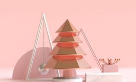 pink low poly 3d tree