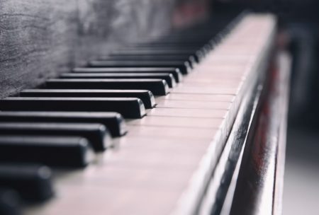 closeup of piano keys