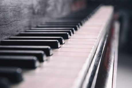 closeup of piano keys