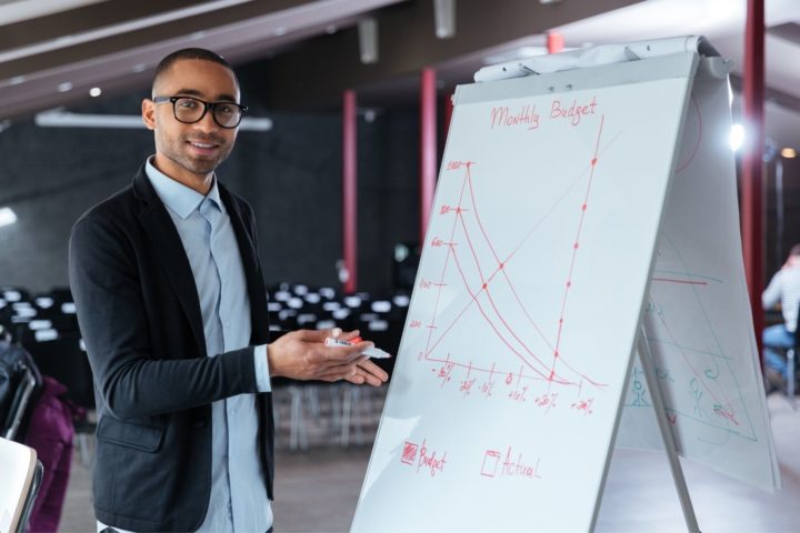 man making a presentation