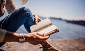 woman reading book