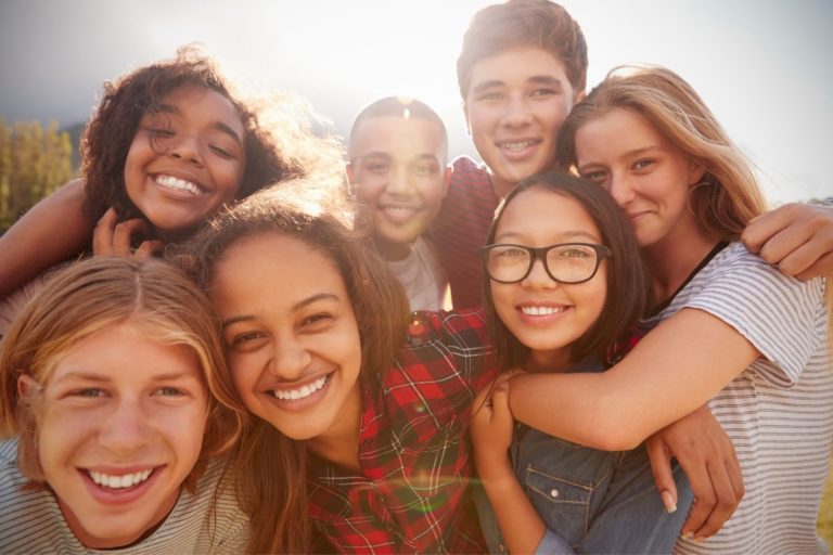 group of happy teenagers