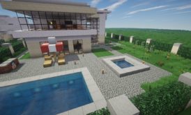 minecraft house with pool