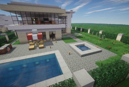 minecraft house with pool