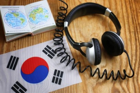 korean flag and headphones