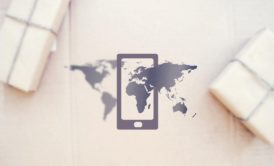 smart phone and map of the world