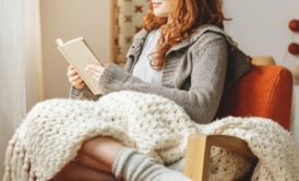 woman reading book