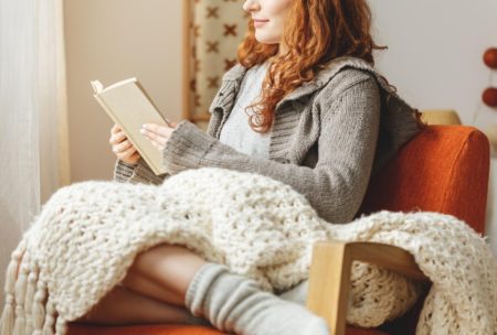 woman reading book