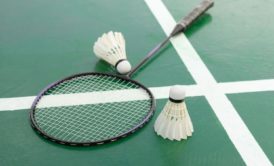 badminton court with a shuttlecock and racket, perfect for badminton for beginners