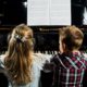 Two children immersed in piano lessons for kids, playing the piano with enthusiasm