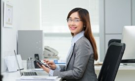 female banker sitting in office