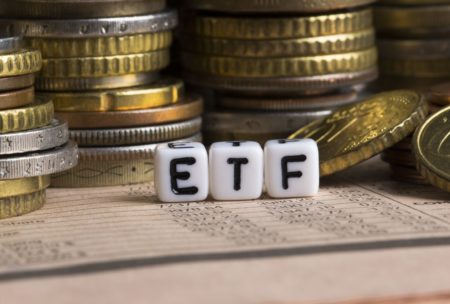 etf and stacks of coins