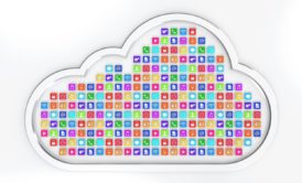 big cloud with multi colored icons inside