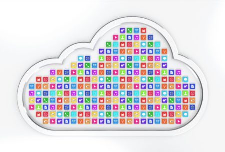 big cloud with multi colored icons inside