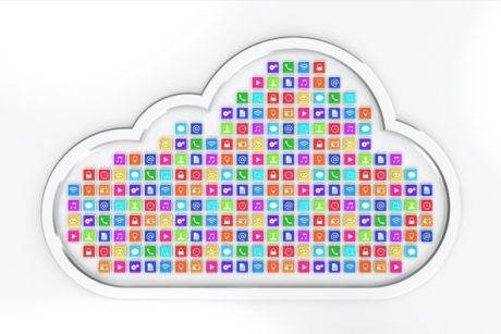 big cloud with multi colored icons inside