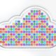 big cloud with multi colored icons inside