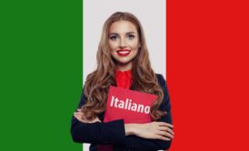 A woman hugging an Italian for Beginners book