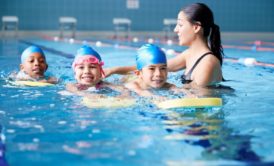 kids having swimming lessons