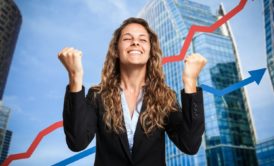 woman celebrating success