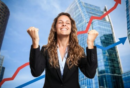 woman celebrating success