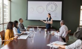 woman discussing market strategy