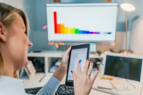 female entrepreneur using tablet device