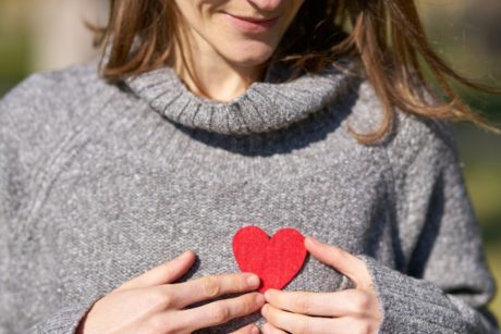 woman wearing grey sweater