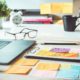 laptop notes eyeglasses