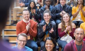 students applauding