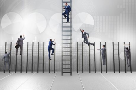 people climbing ladders