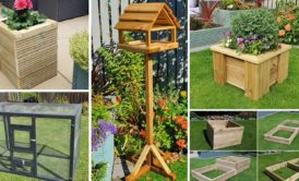 A collage of garden furniture pictures showcasing various types, perfect for garden woodworking projects