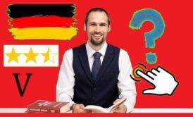 german flag and language instructor red background