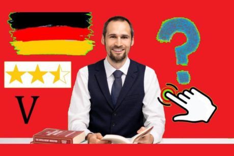 german flag and language instructor red background