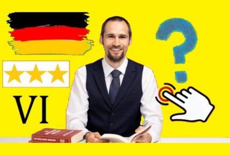 german flag and language instructor yellow background