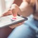 woman using online dating app