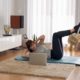 woman working out at home