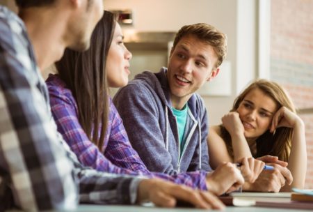 group of young adults communicating