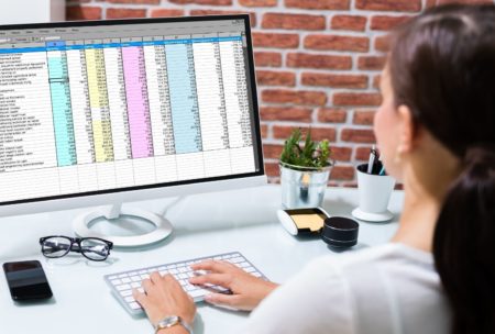 woman working with microsoft excel