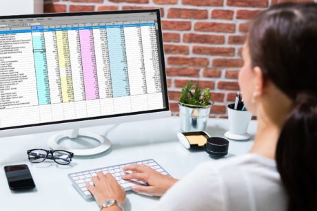 woman working with microsoft excel