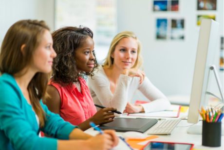 three female graphic designers working