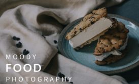 dark and moody photograph of an ice cream sandwich