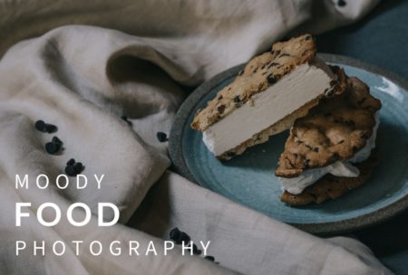 dark and moody photograph of an ice cream sandwich