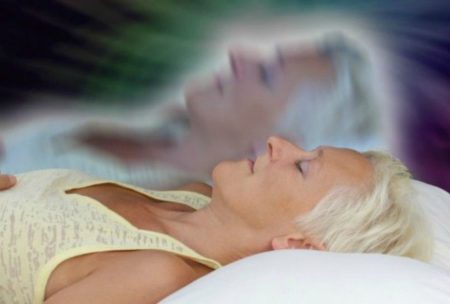 elderly woman and her astral projection