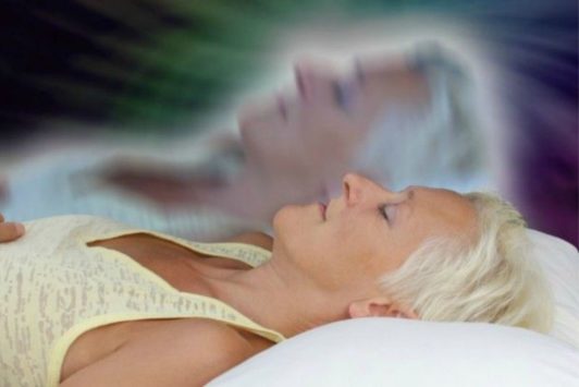 elderly woman and her astral projection