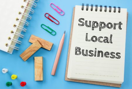 support local business notepad paper clips and pencil