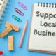 support local business notepad paper clips and pencil