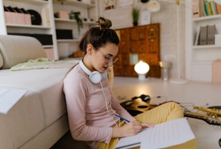 woman writing a song