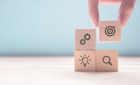 sales icon on wooden blocks