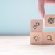 sales icon on wooden blocks