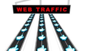 clicks lined up moving towards a big red sign labeled web traffic